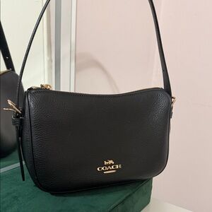 Coach Black Pebbled Leather Shoulder Bag